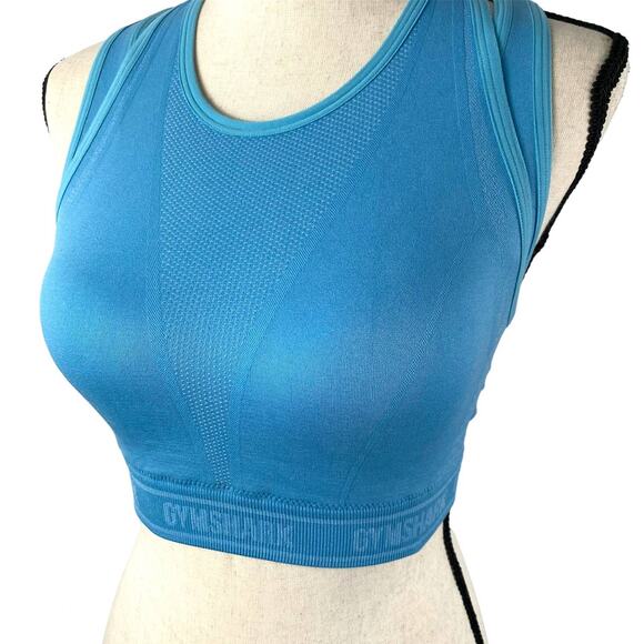 Gymshark Apex Seamless Sports Bra Light Blue Breathable Womens Sz Small Padded - Picture 14 of 14